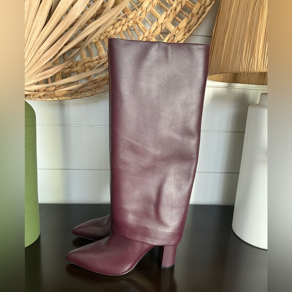 Marc Fisher Leina Layered Look Burgundy Heeled Boots